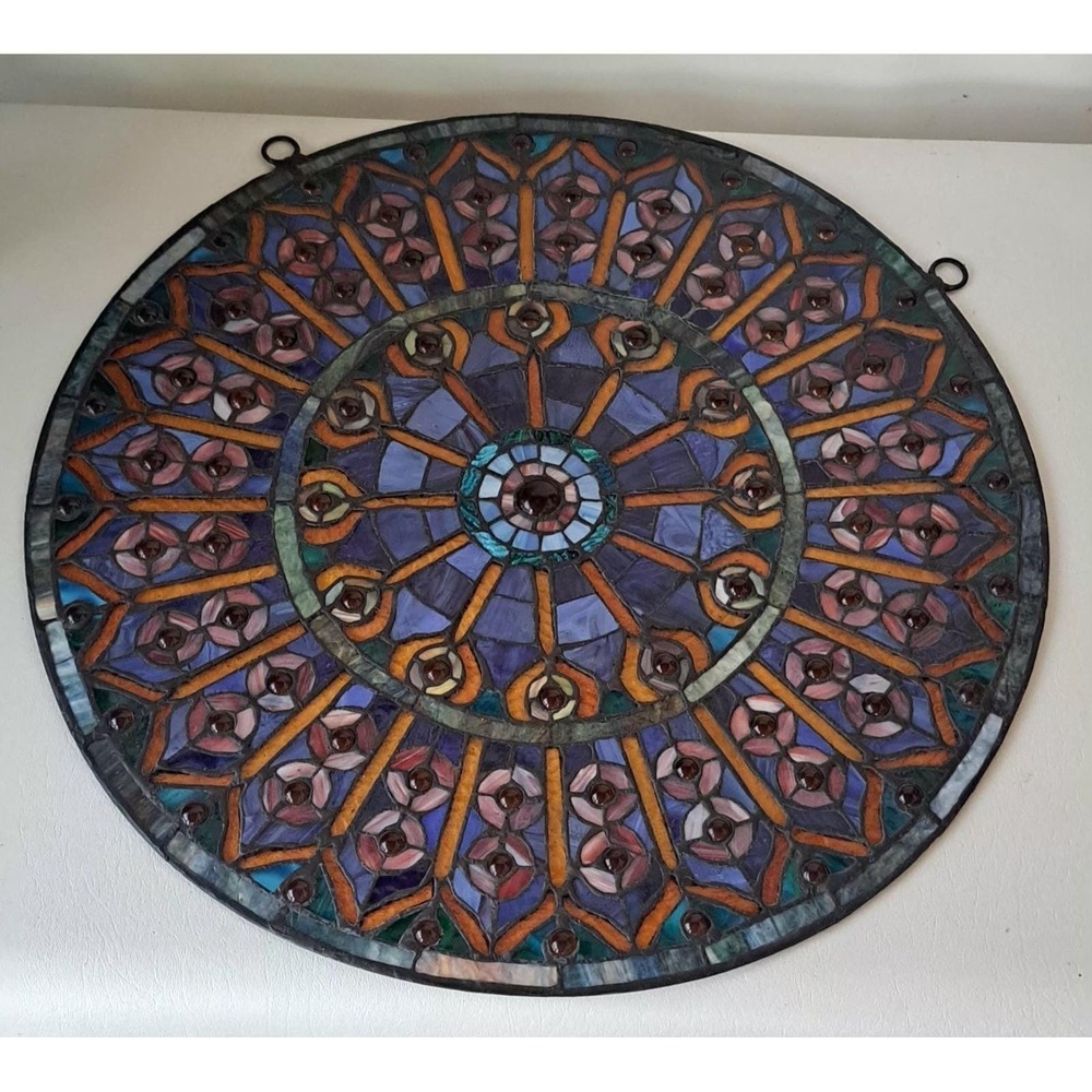 20" Tiffany Style Stained Glass Hanging Sun Catcher - Picture 10 of 12